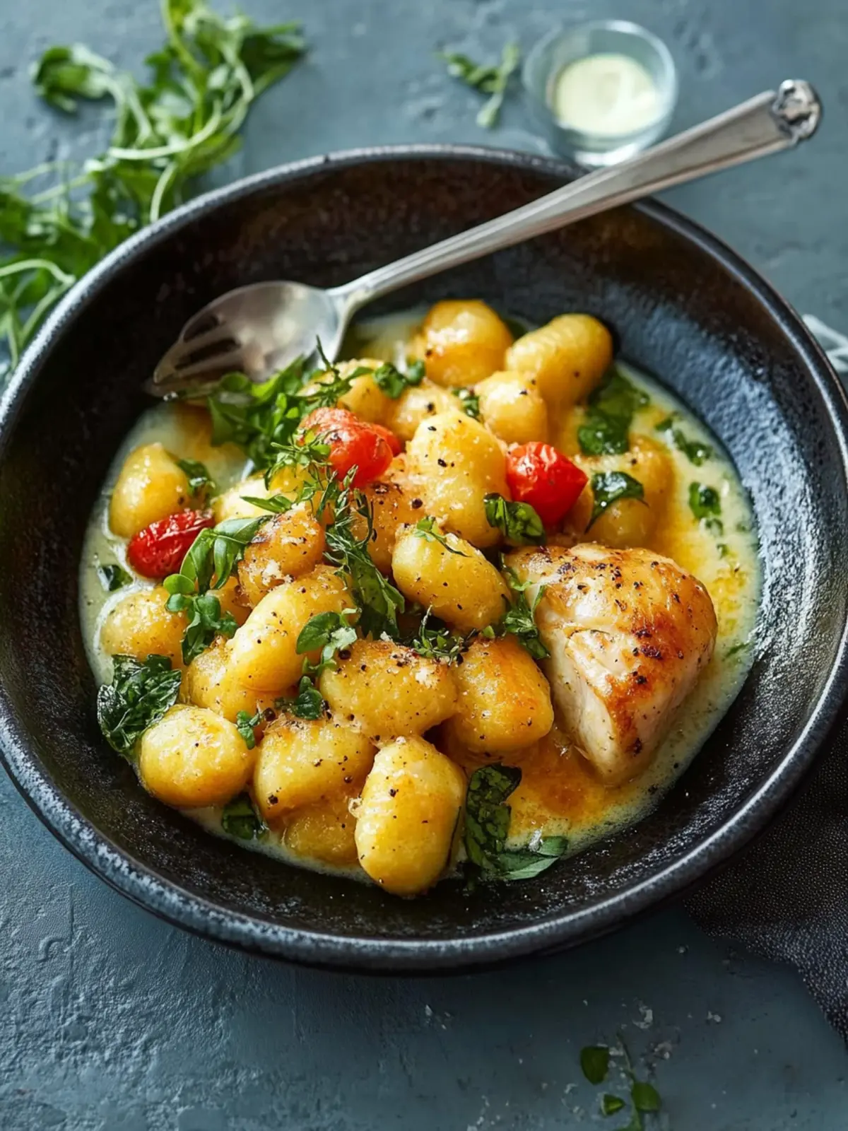 Kürbis-Gnocchi mit Kräuter-Poulet