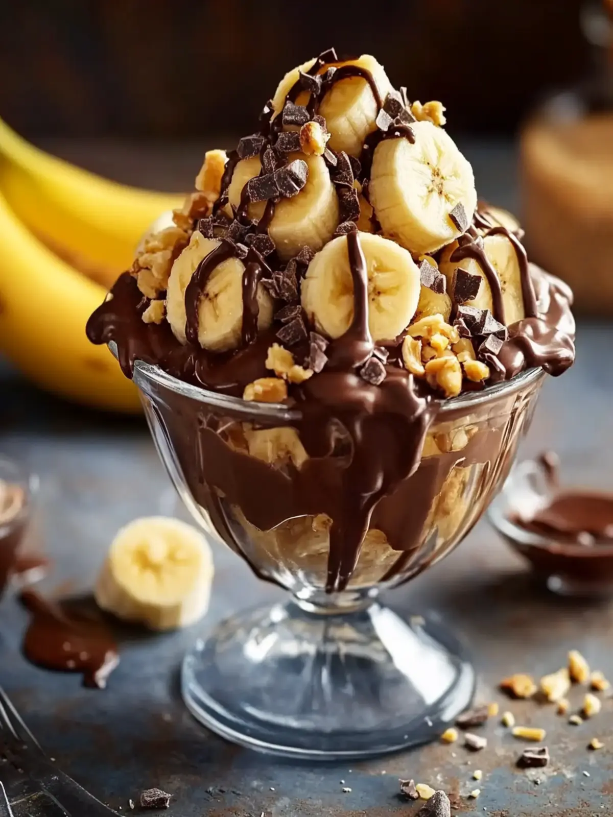 Cremiger Schokoladen-Bananen-Eisbecher