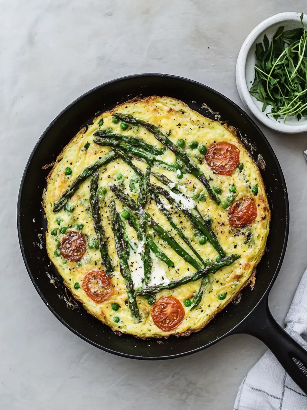 Spargel-Frittata mit Crème fraîche