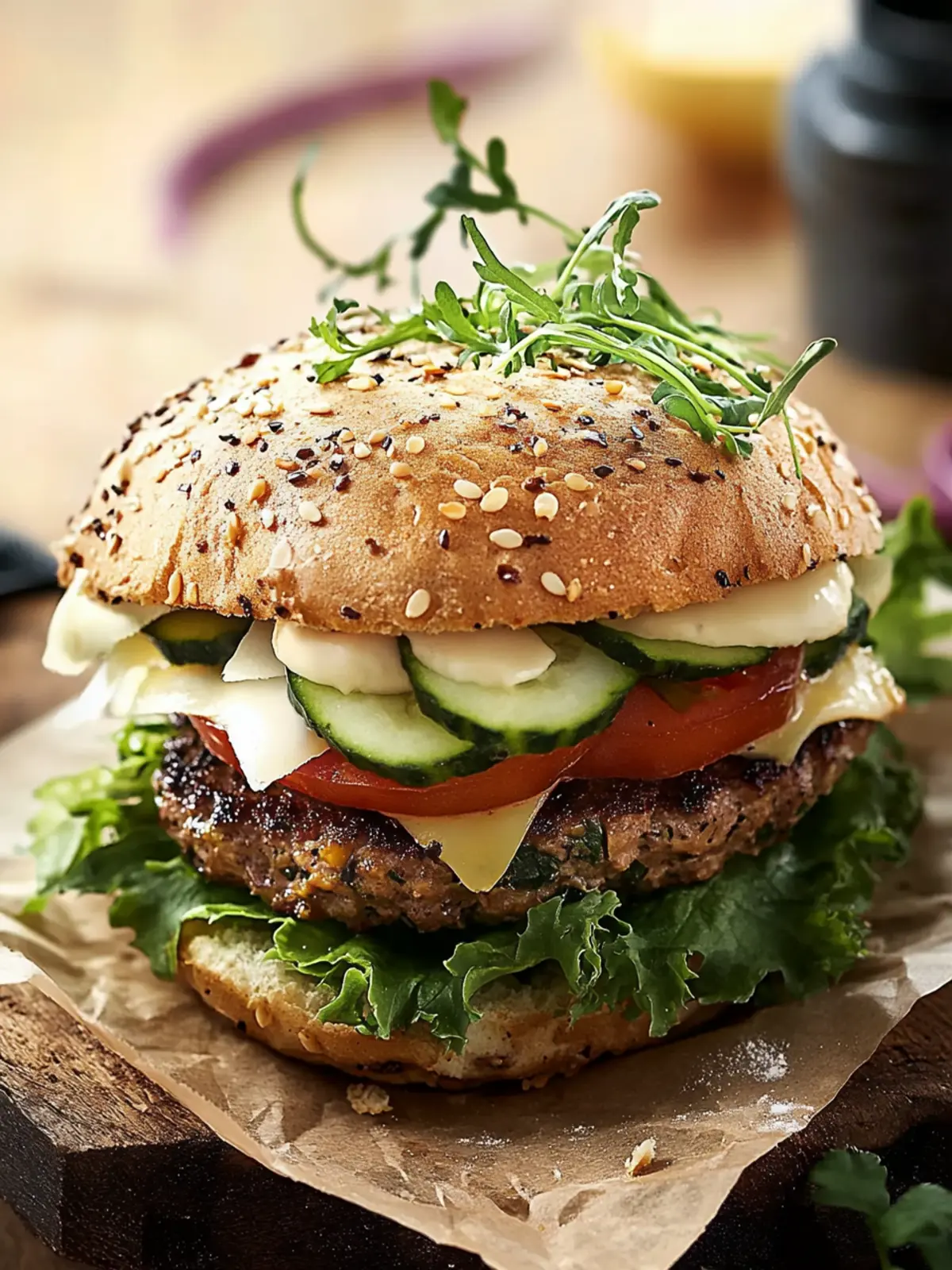 Vegetarian burger with butter cheese
