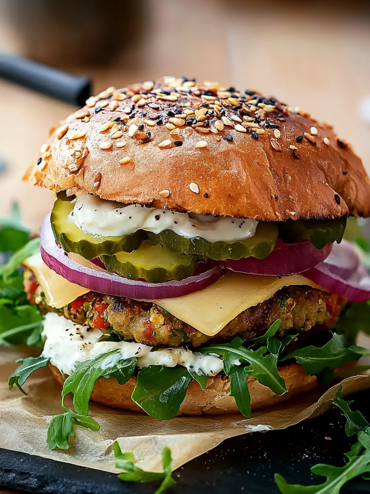 Vegetarischer Burger mit Butterkäse