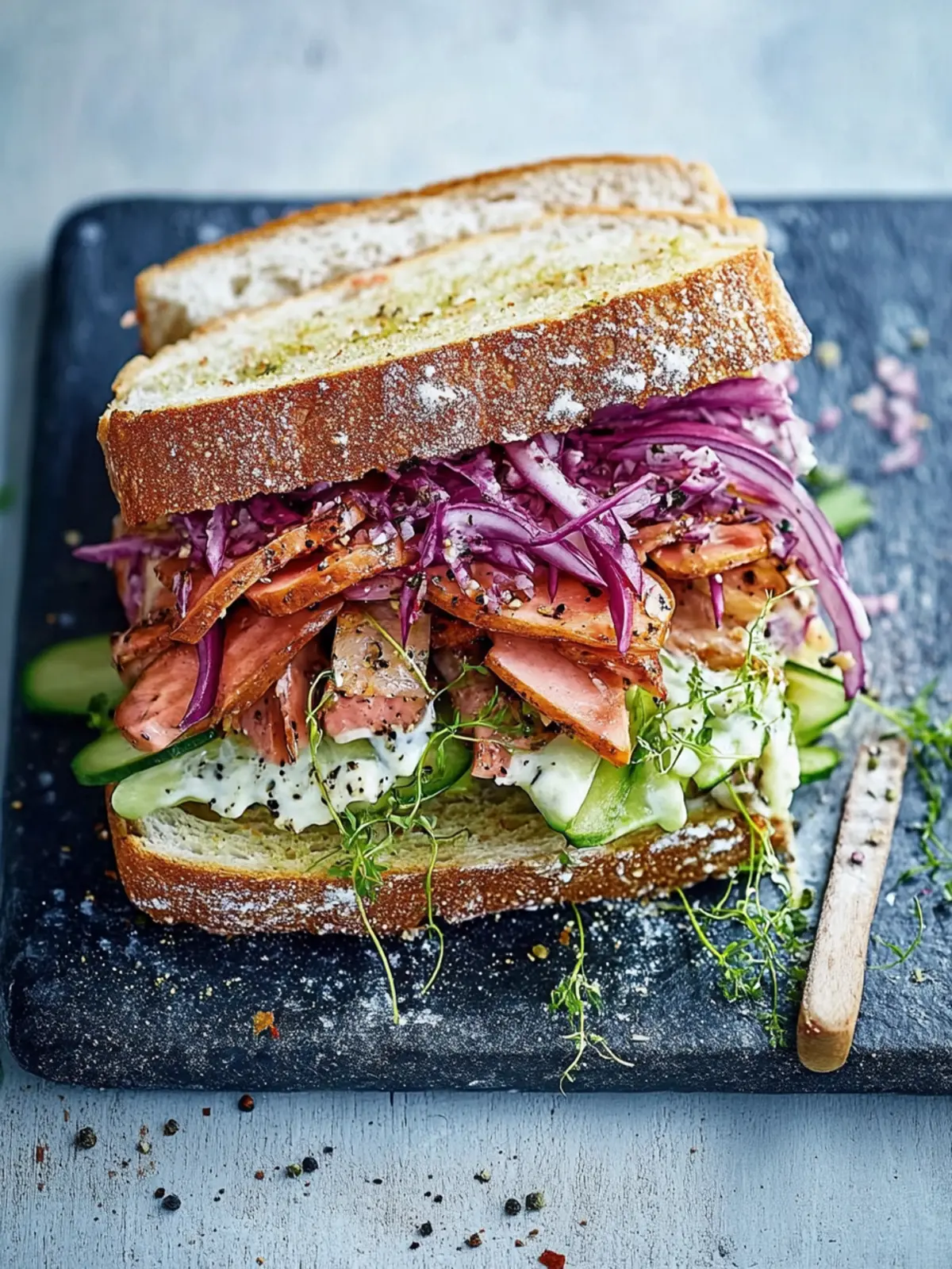 Wild-Sandwich mit Rotkohlsalat