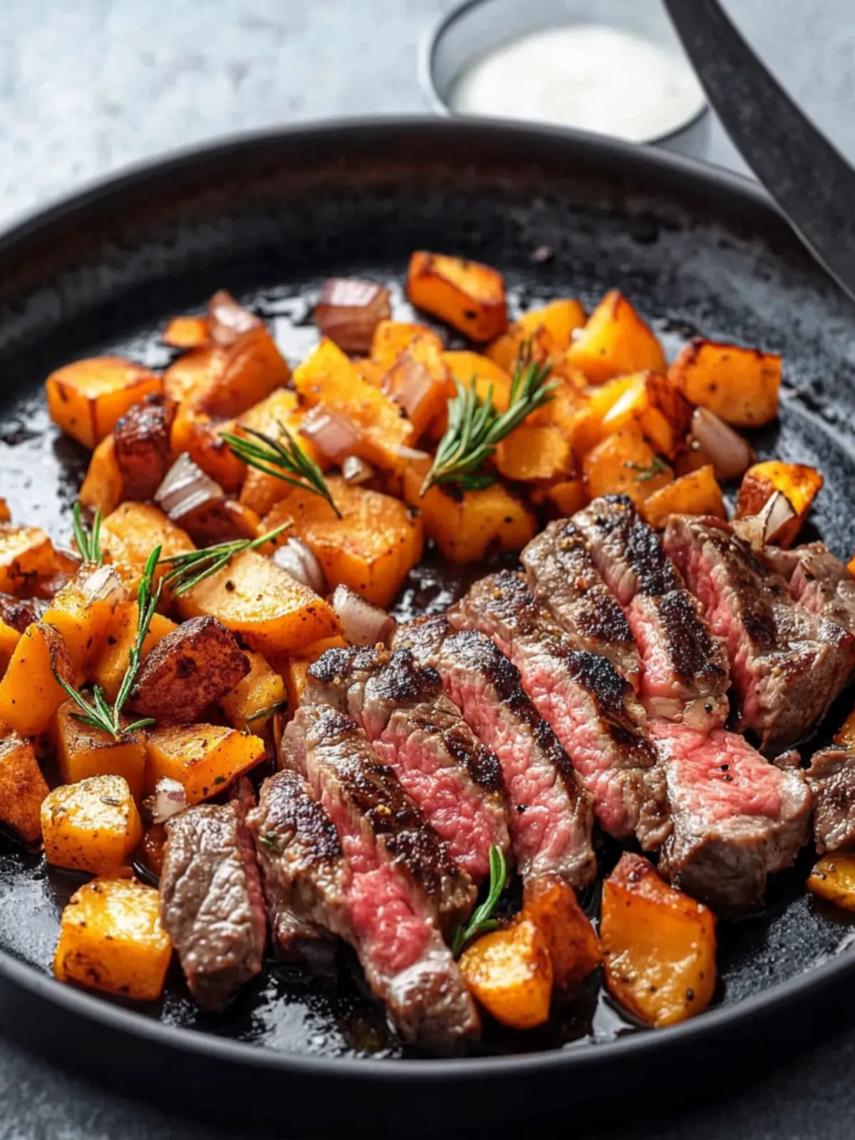 Süßkartoffel-Steak-Pfanne