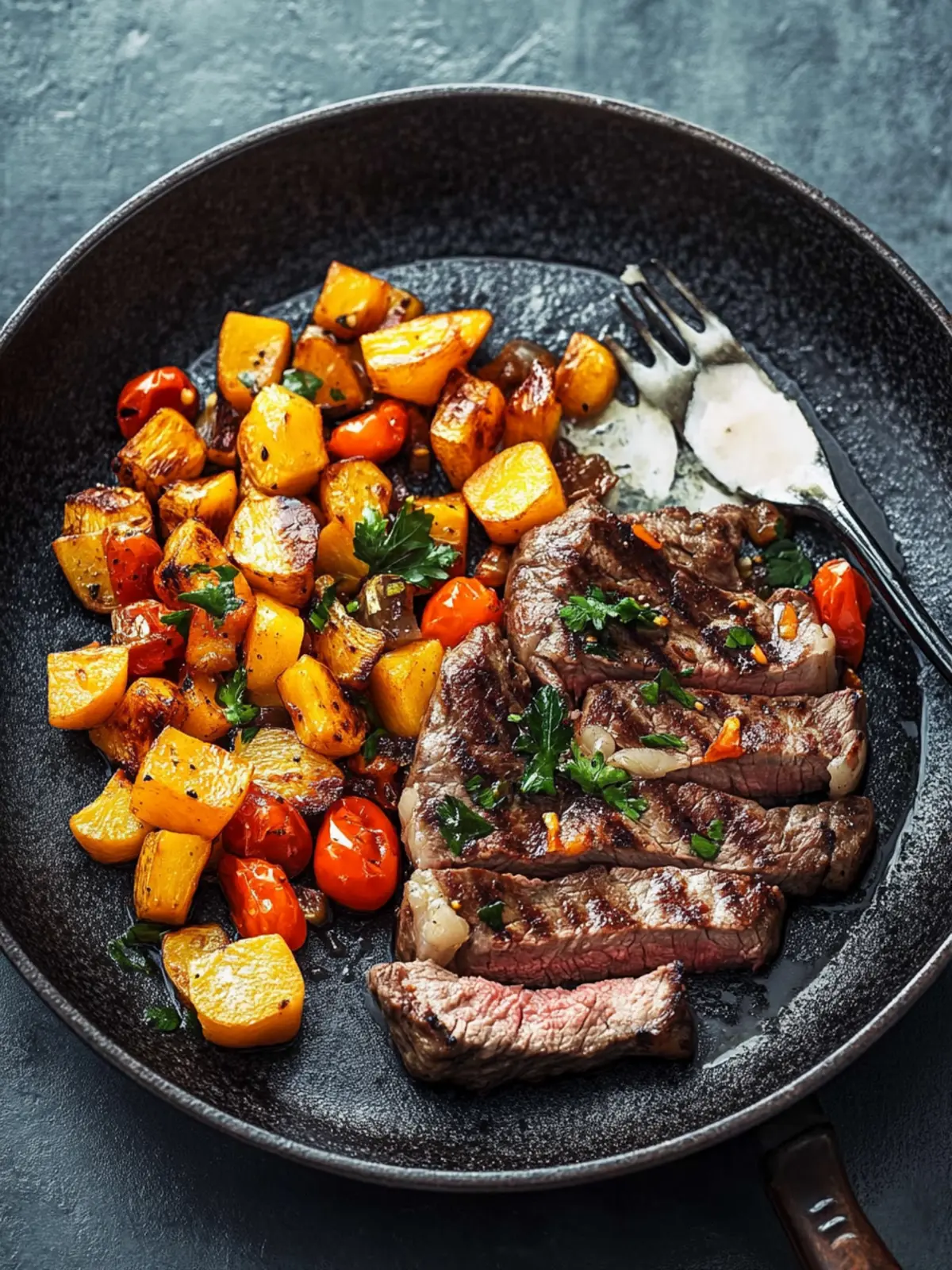 Süßkartoffel-Steak-Pfanne