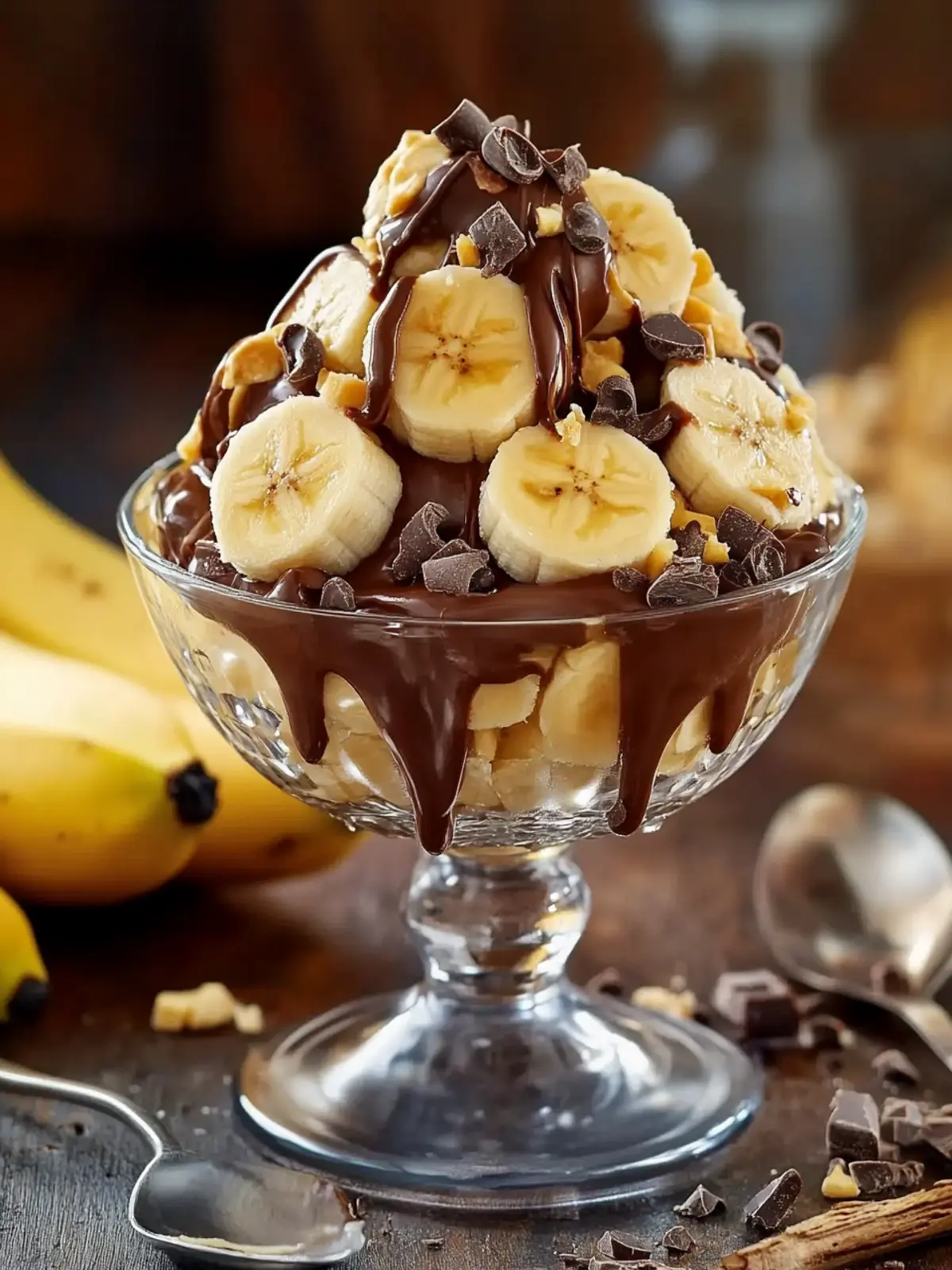 Cremiger Schokoladen-Bananen-Eisbecher