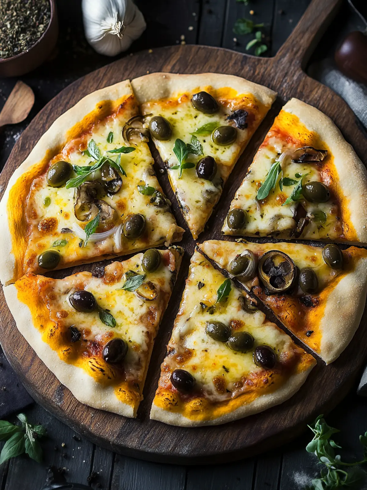 Pizza Raclette mit Oliven
