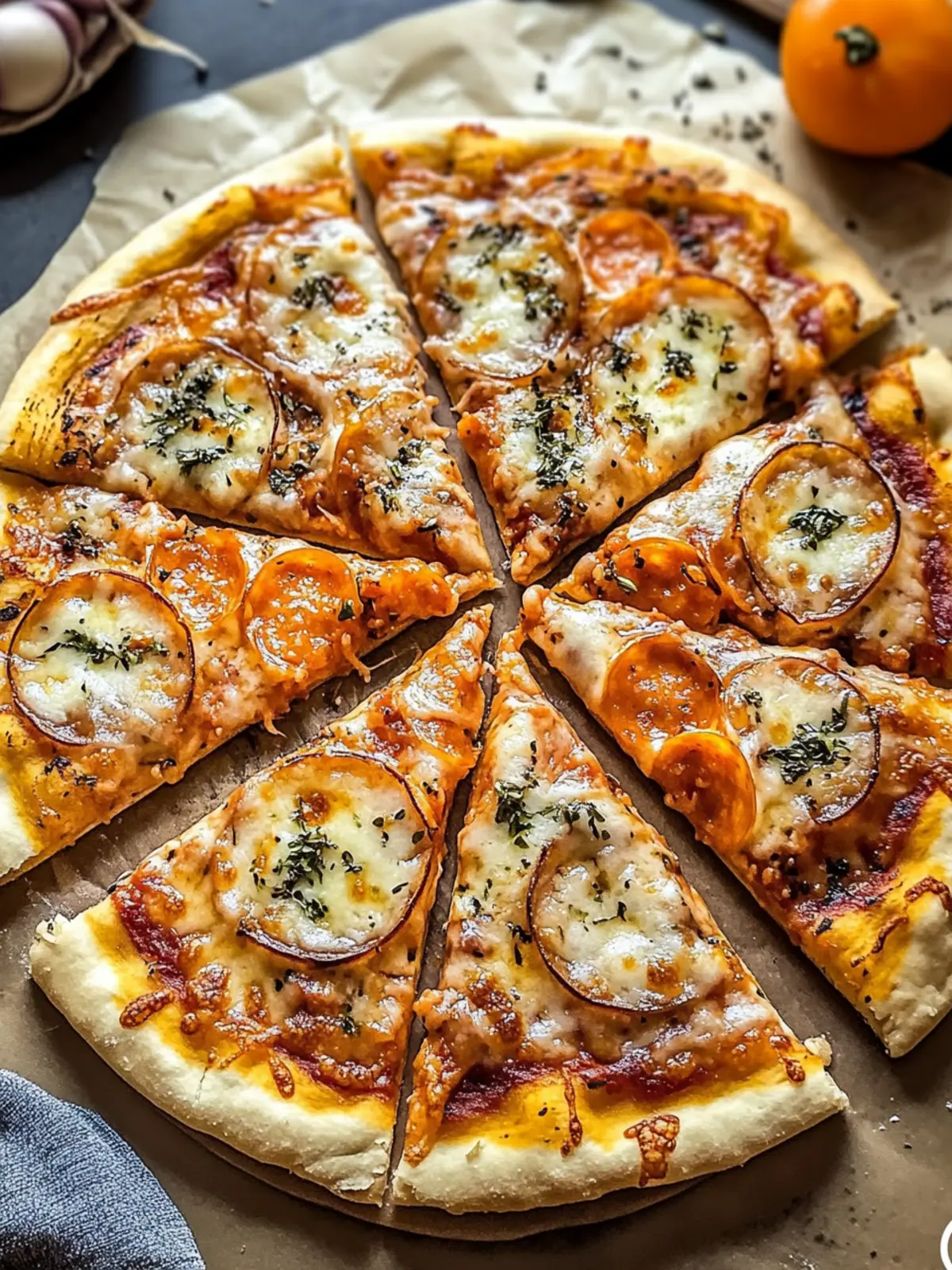 Kürbis und Gouda Pizza