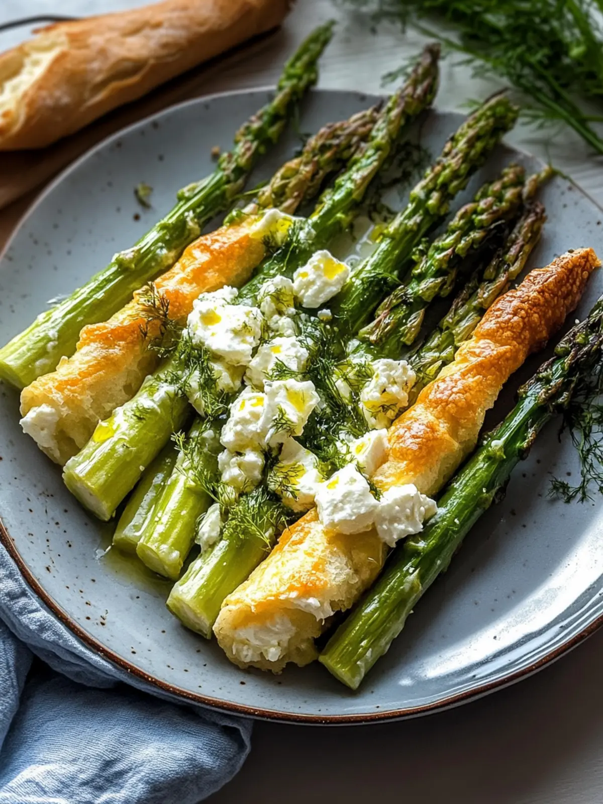 Grüner Spargel im Blätterteig mit Feta