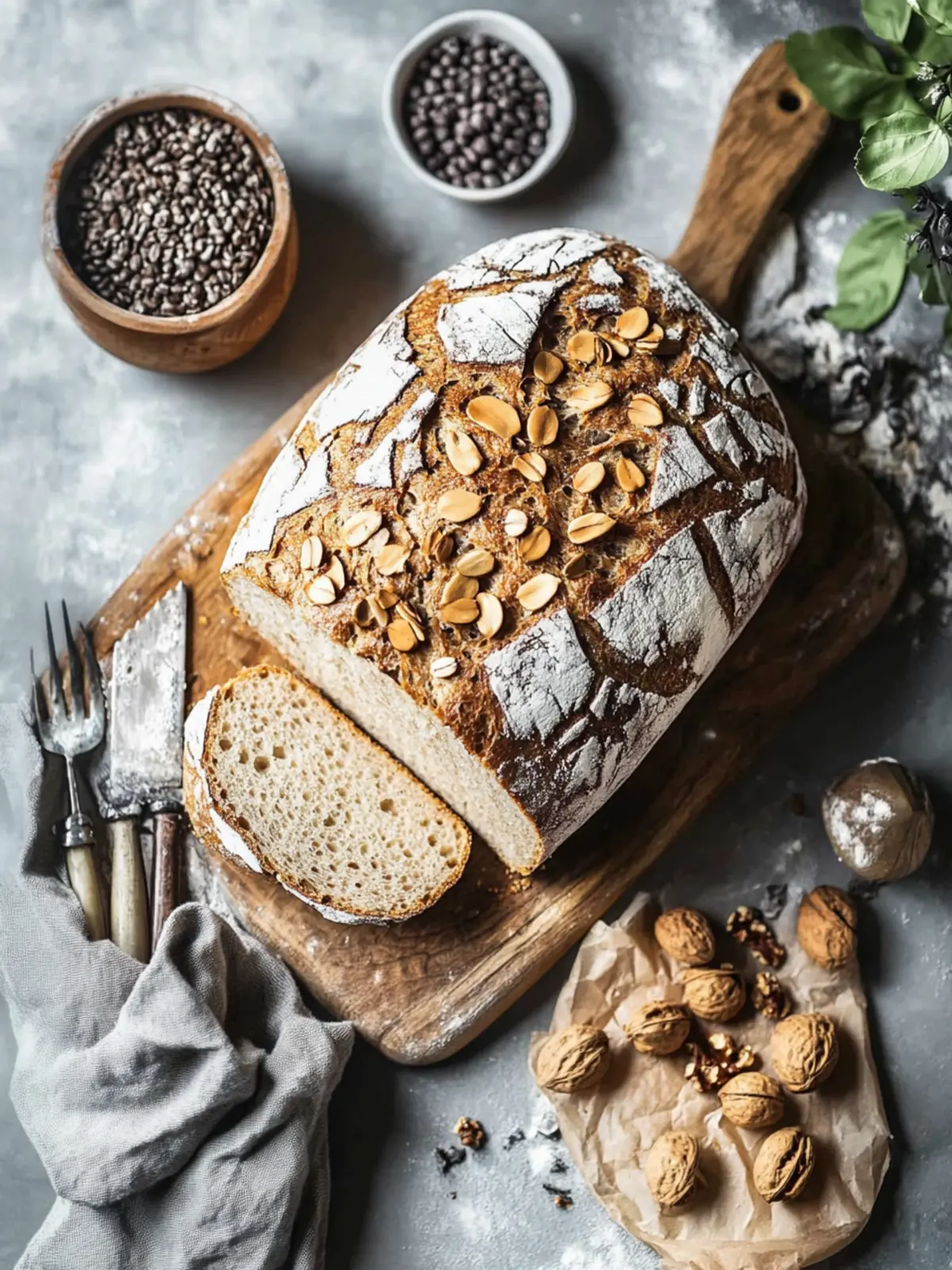 Topfbrot mit Dinkelmehl und Kürbiskernen