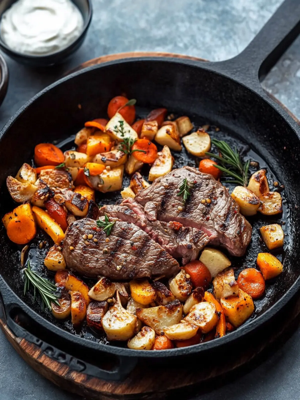 Süßkartoffel-Steak-Pfanne