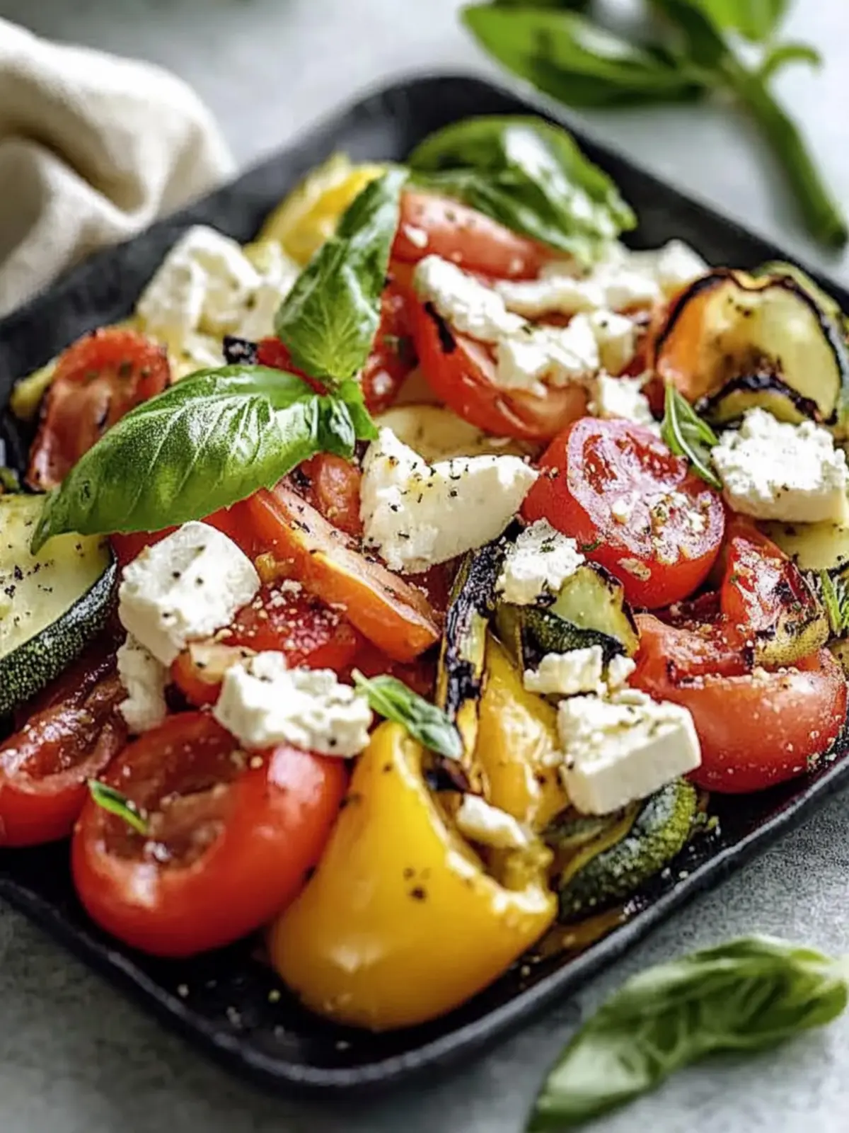 Schnell geröstetes Gemüse mit Ziegenkäse