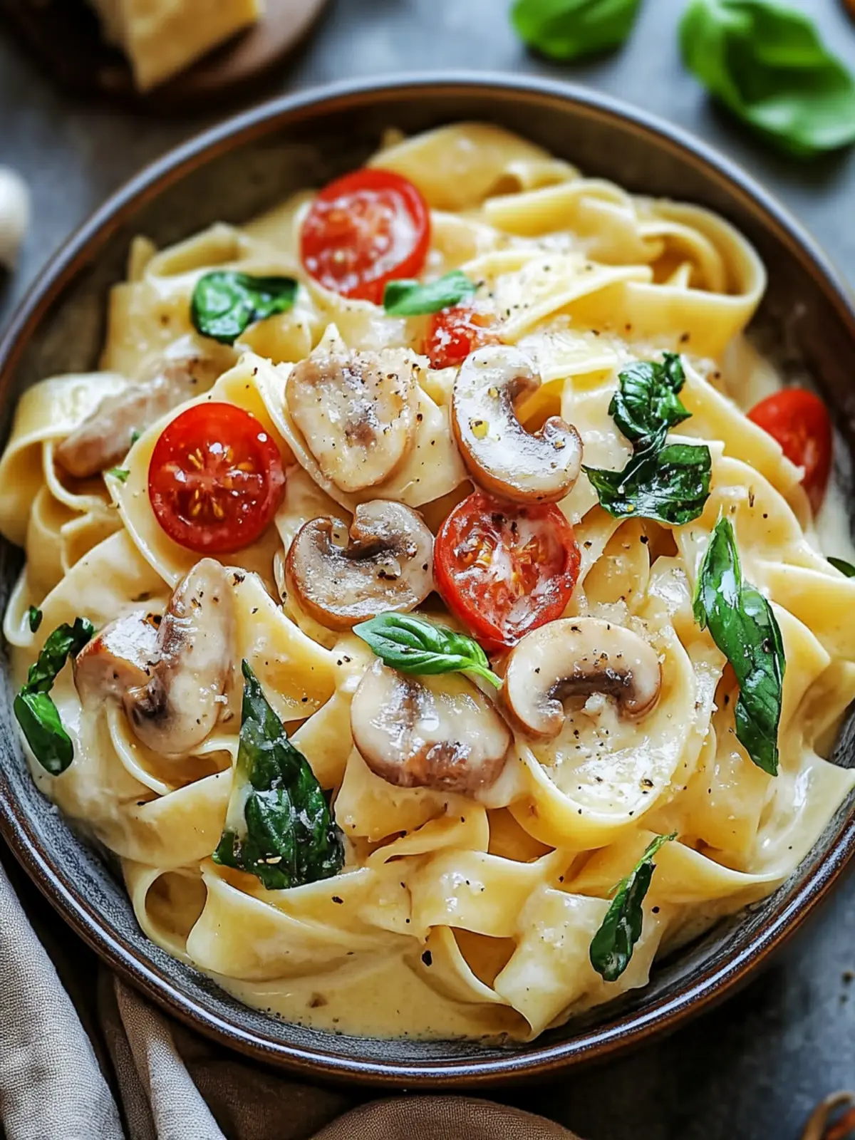 Cremige toskanische Garnelen-Pasta Eintopf-Mahlzeit