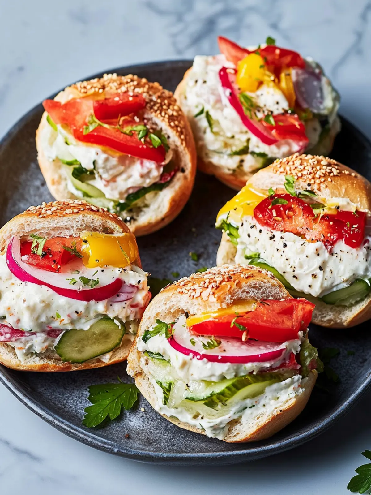 Vegetarische Muffulettas mit eingelegtem Eisbergsalat