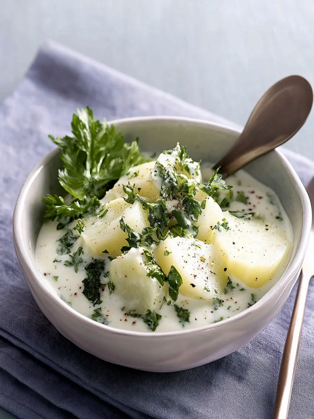Kohlrabi mit Crème fraîche und Kerbel