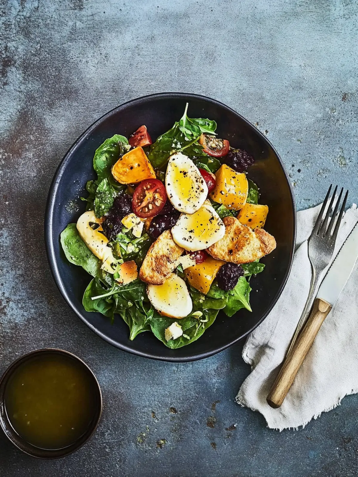 Gebackener Patisson auf Salat