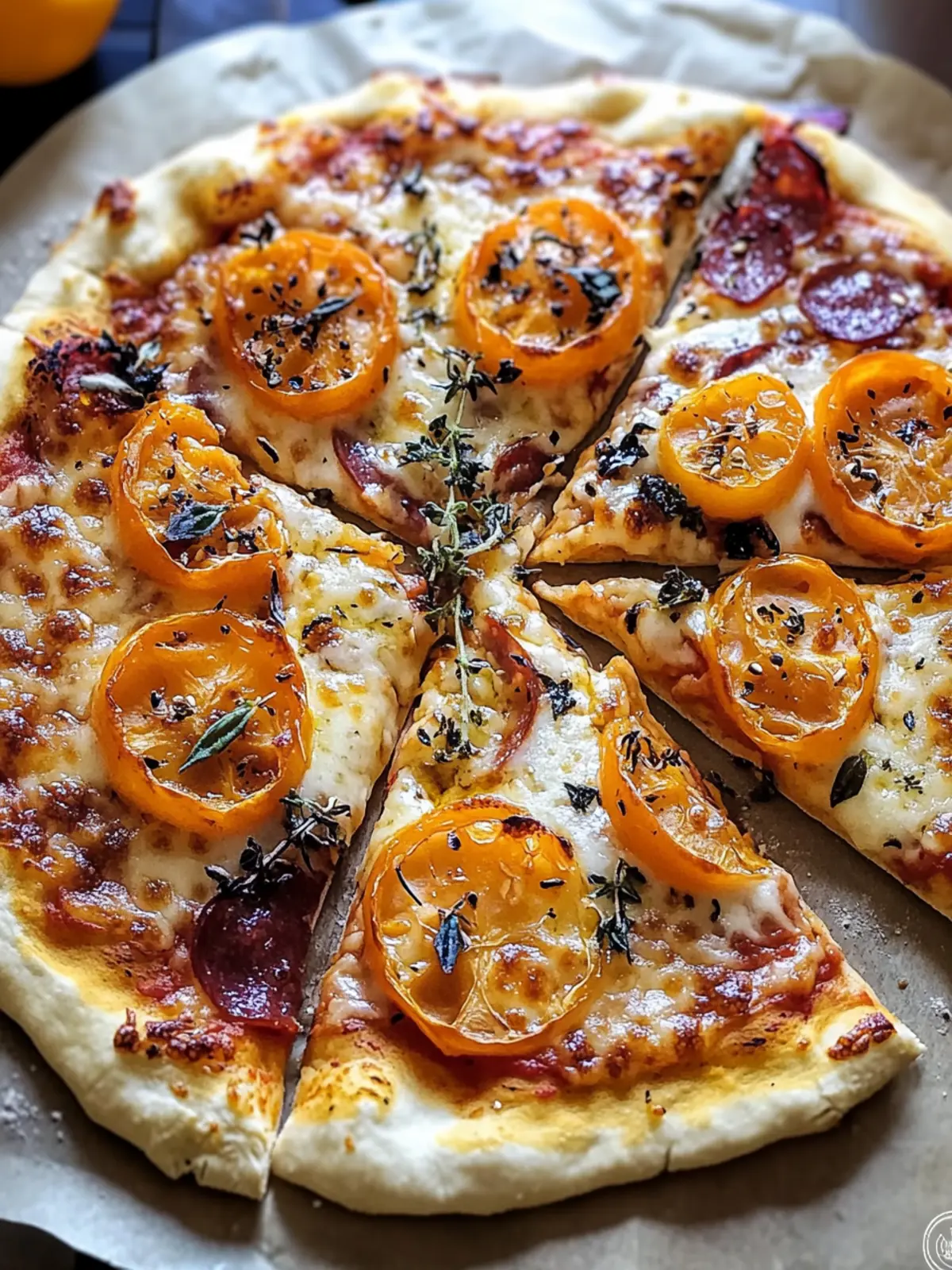 Kürbis und Gouda Pizza