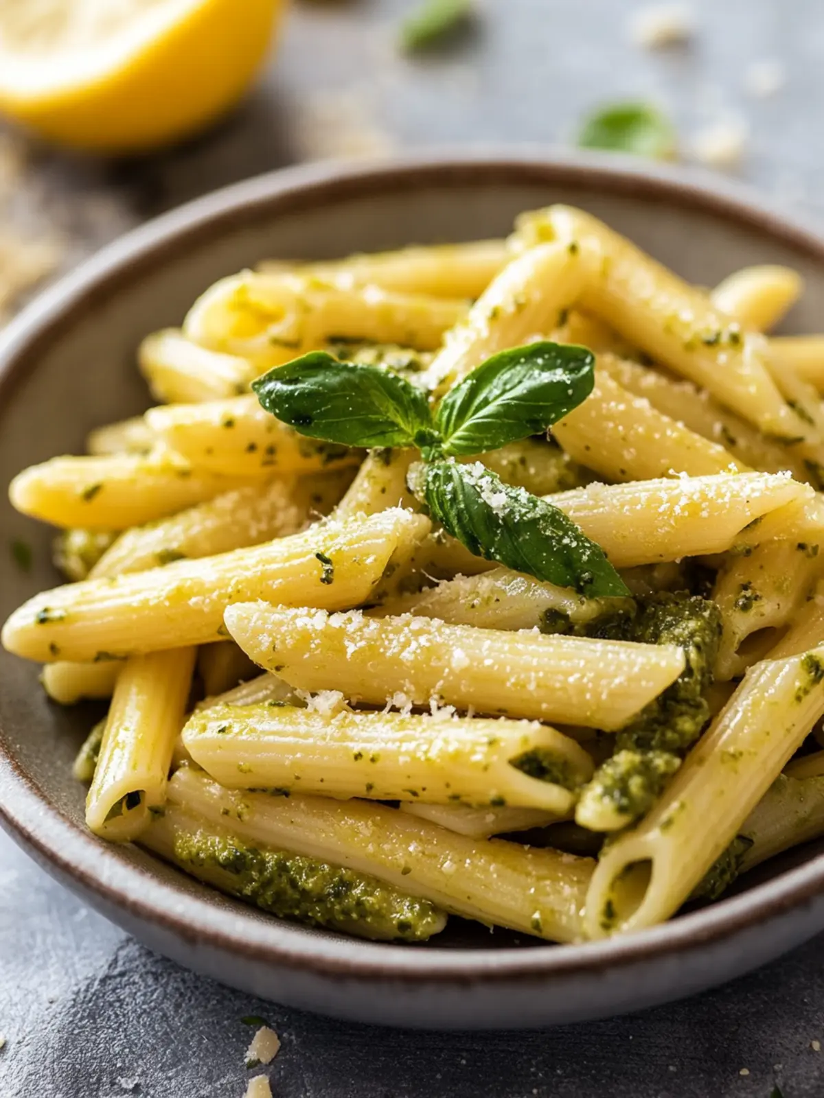 Rezept für Penne mit Spargel und Zitronenpesto