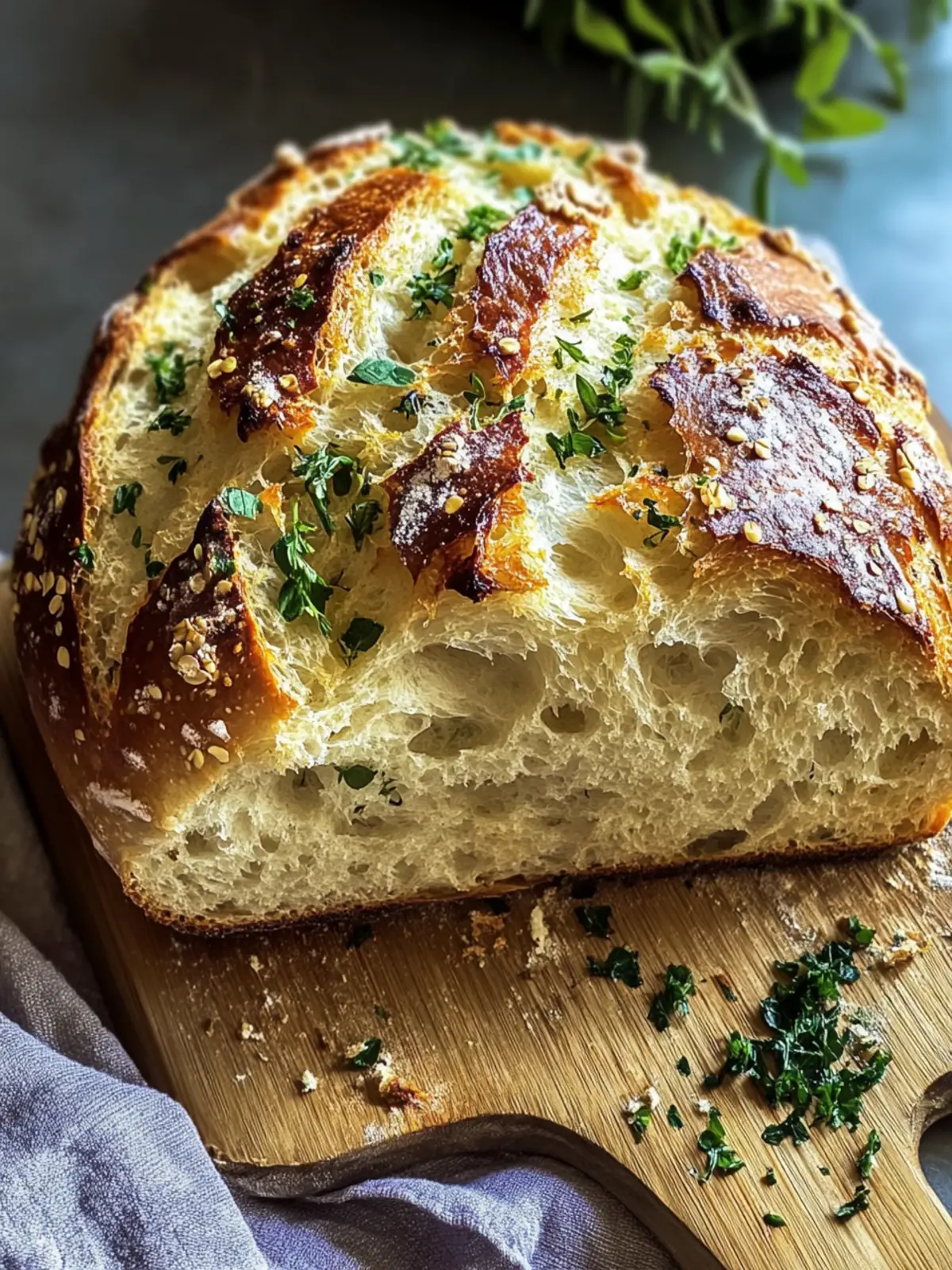 Knoblauch Kräuter Dutch Oven Brot ganz