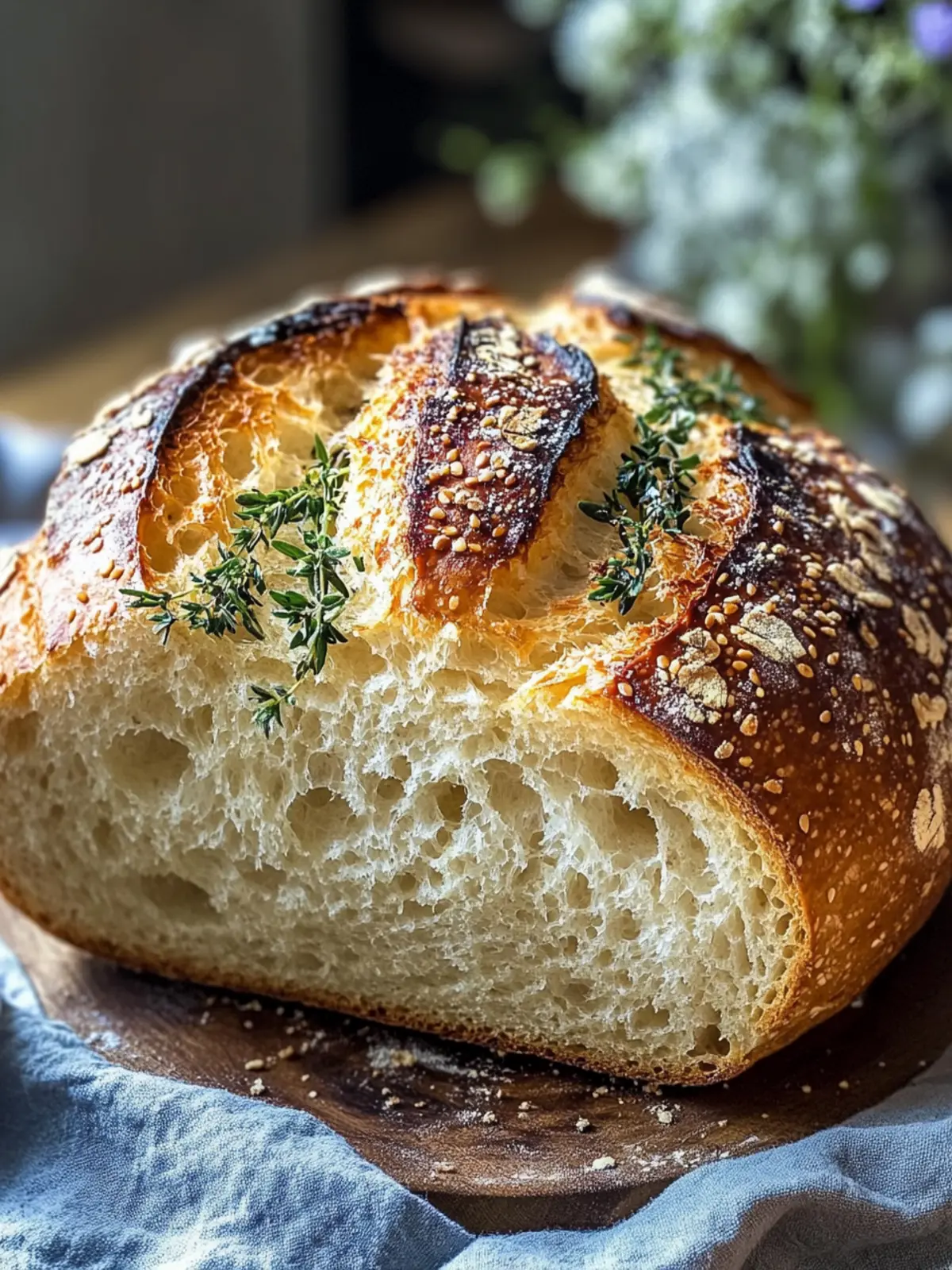 Knoblauch Kräuter Dutch Oven Brot ganz