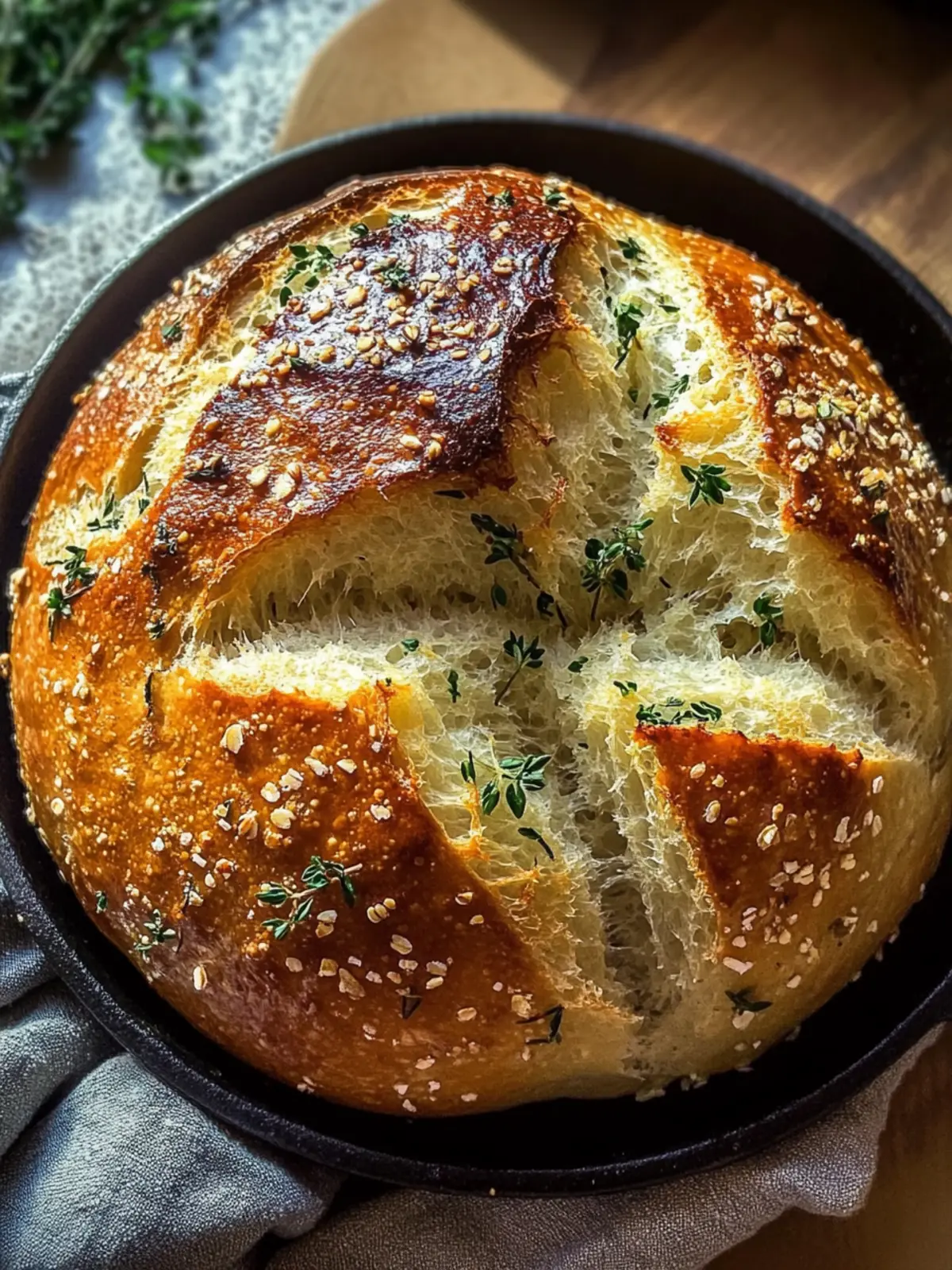 Knoblauch Kräuter Dutch Oven Brot ganz