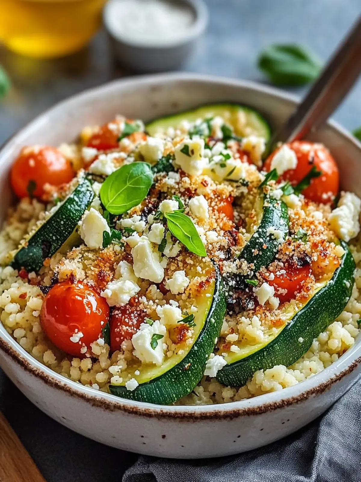 Gefüllte Zucchini Couscous Feta