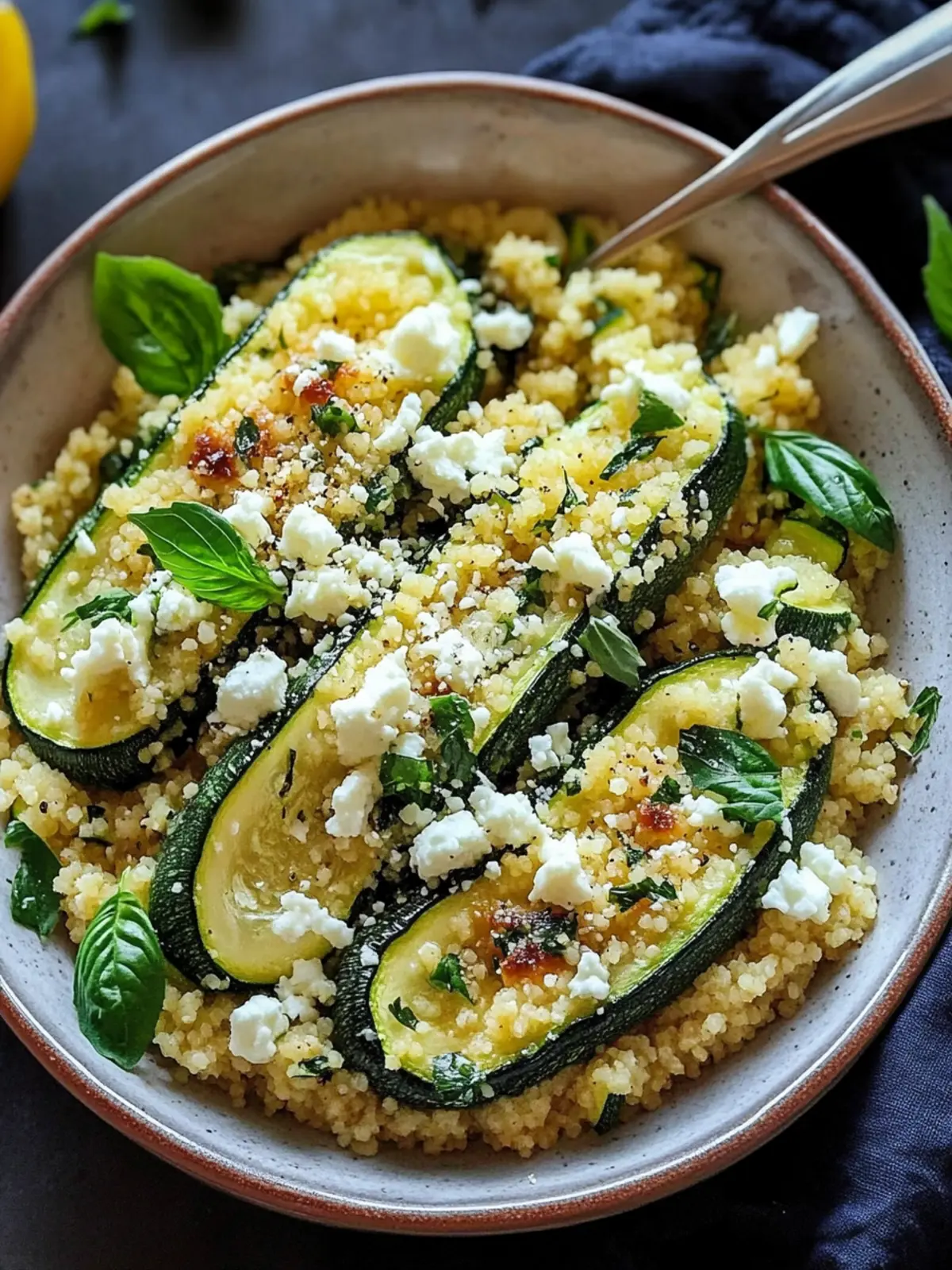 Gefüllte Zucchini Couscous Feta