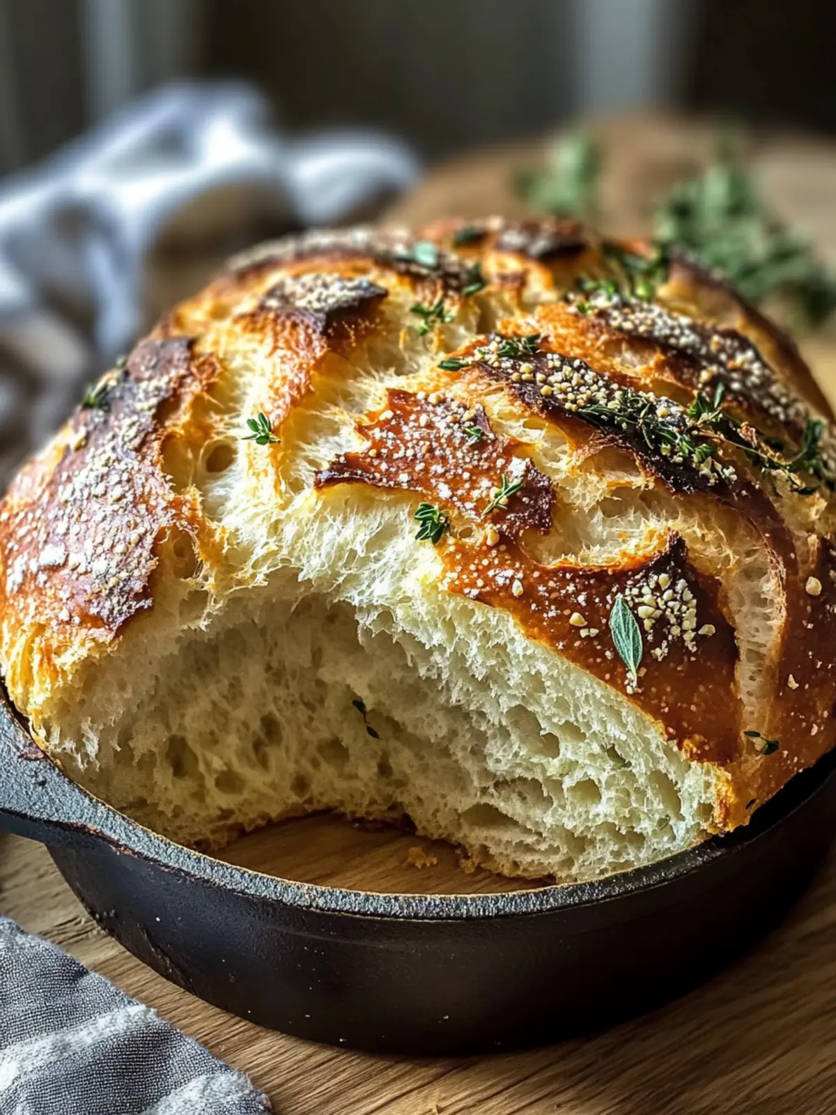 Knoblauch Kräuter Dutch Oven Brot ganz